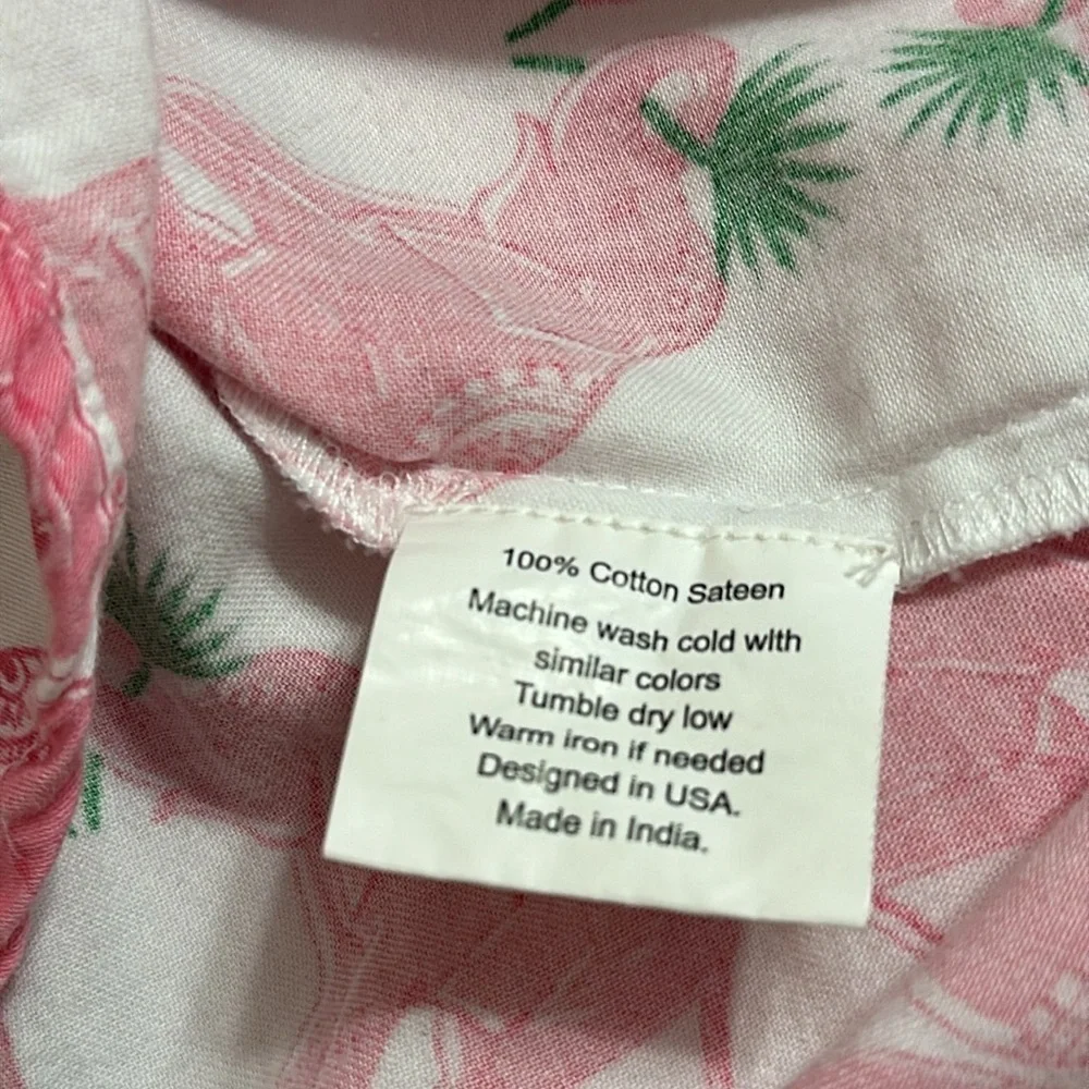 Jaye’s Studio Button Front Sleep Shirt Pink, White&Green Elephant Print Sz Small